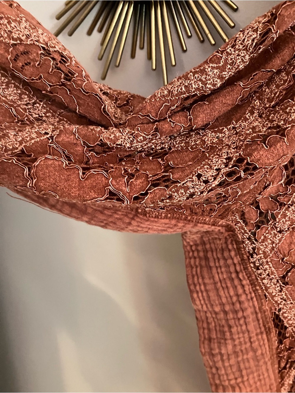 Oli & Hali Lace Button-Up Shirt Jacket in Terracotta NWOT - Picture 6 of 9